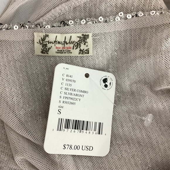 Free People Intimately Sparks Fly Silver Sequin Thong Bodysuit Size S - Picture 6 of 7